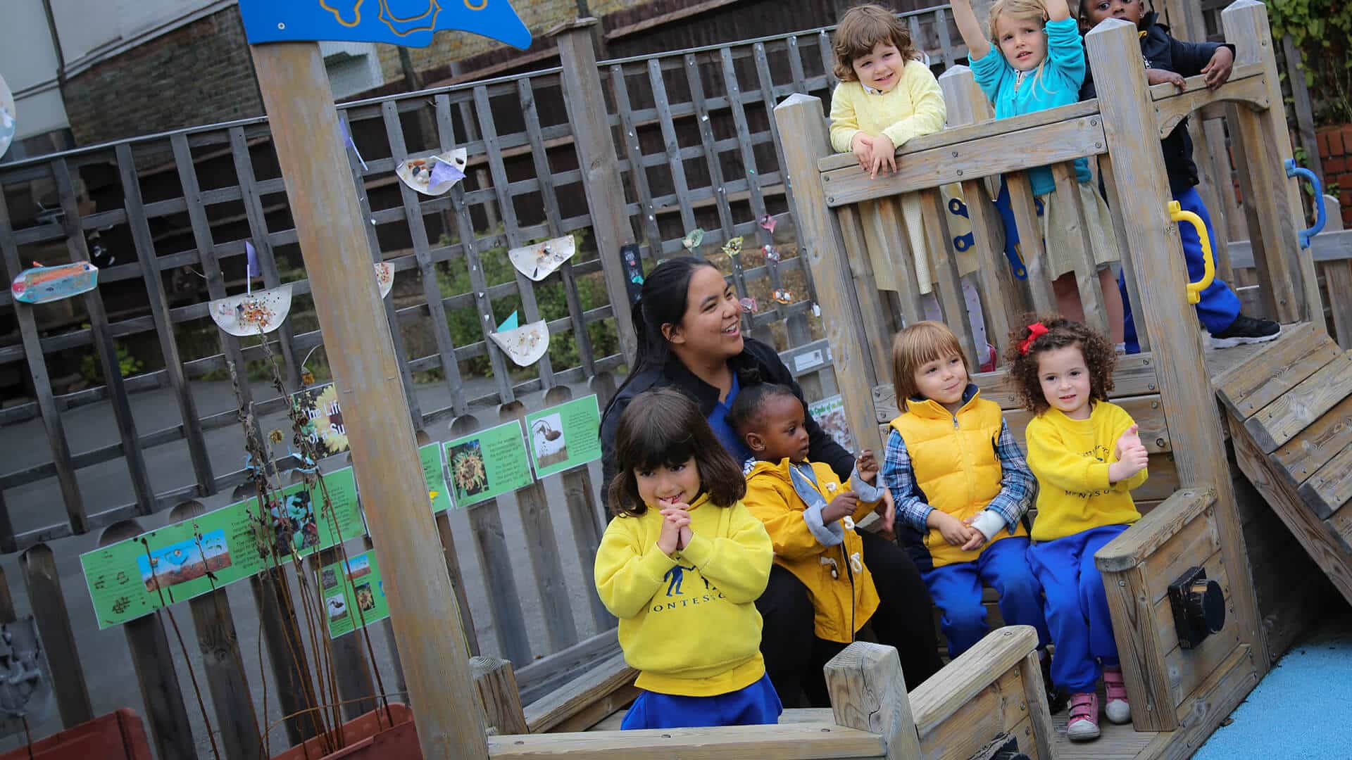 A group of children at The Little Learners Montessori enjoying outdoor playtime